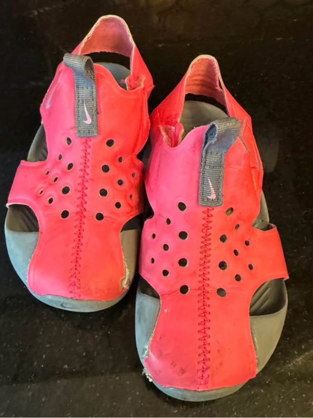 Nike Kids Coral Pink and Gray Water Play Sandals